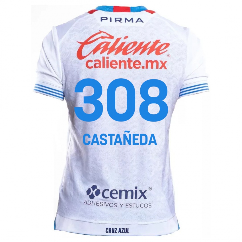 Kinder Emiliano Castañeda #308 Weiß Blau Auswärtstrikot Trikot 2024/25 T-Shirt Belgien