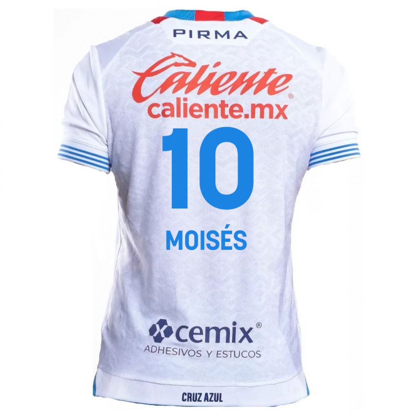 Kinderen Moisés Vieira #10 Wit Blauw Uitshirt Uittenue 2024/25 T-Shirt België