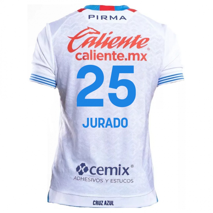 Kinderen Sebastian Jurado #25 Wit Blauw Uitshirt Uittenue 2024/25 T-Shirt België