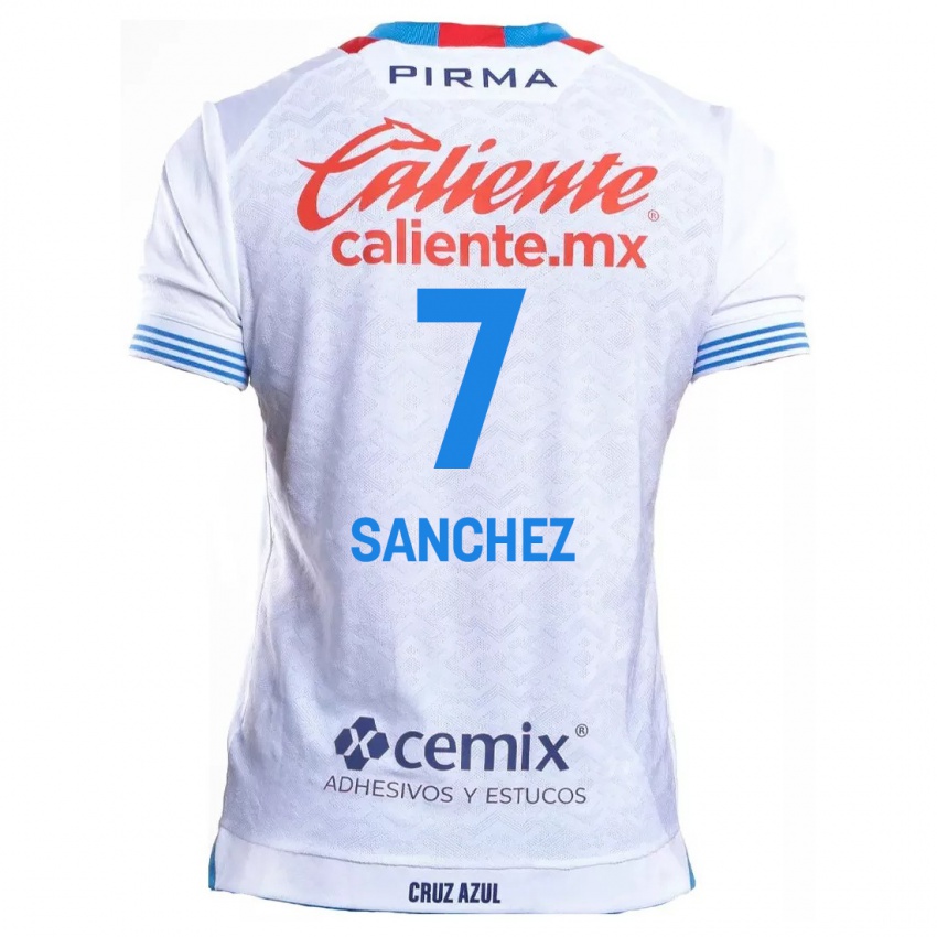 Kinderen Andrea Sanchez #7 Wit Blauw Uitshirt Uittenue 2024/25 T-Shirt België