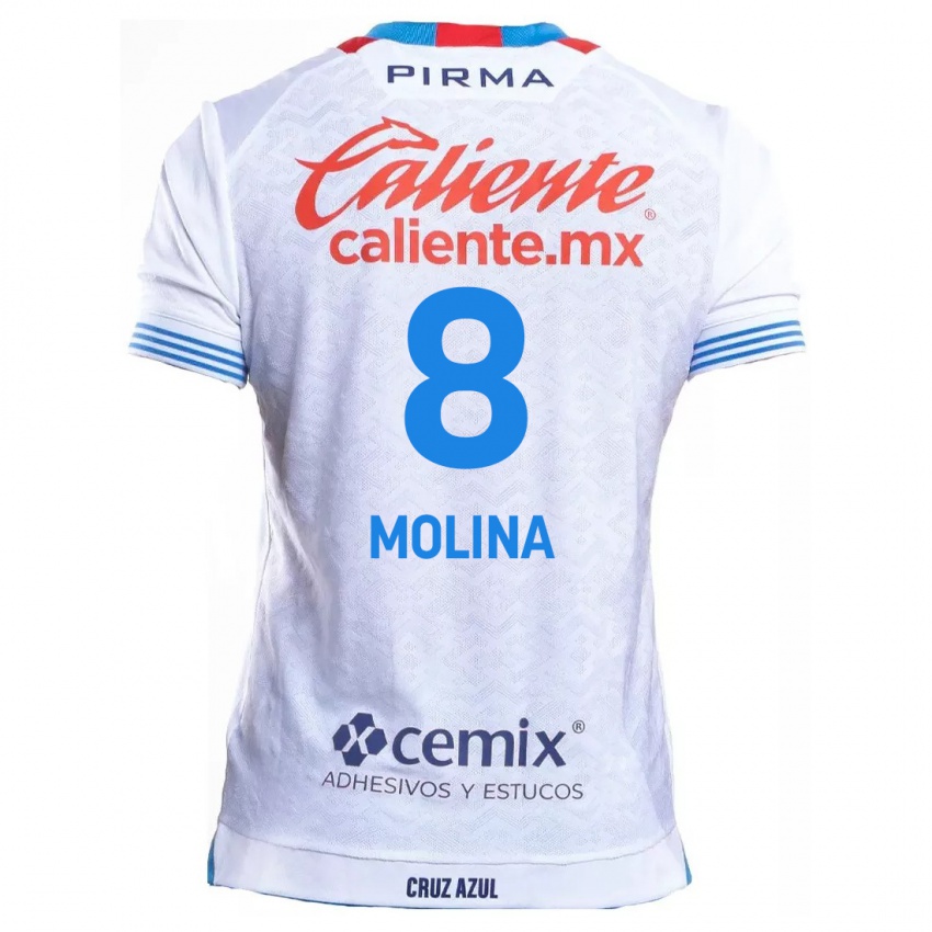 Kinderen Dalia Molina #8 Wit Blauw Uitshirt Uittenue 2024/25 T-Shirt België