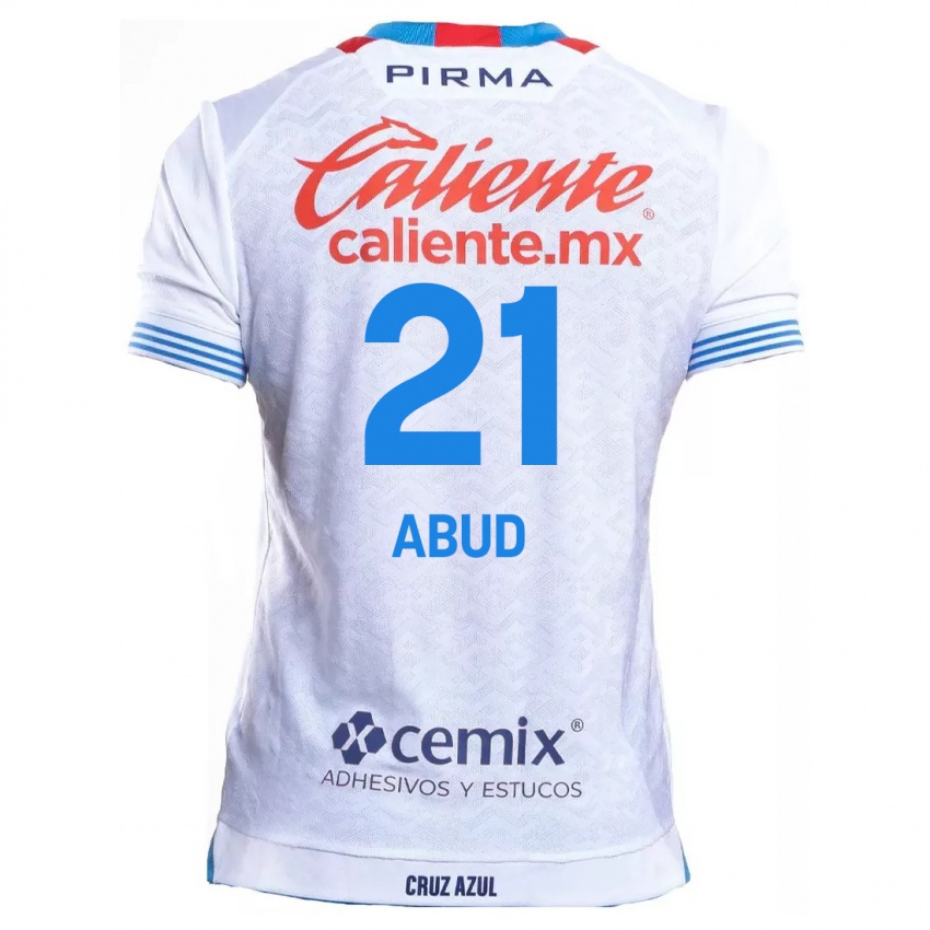 Kinderen Karime Abud #21 Wit Blauw Uitshirt Uittenue 2024/25 T-Shirt België