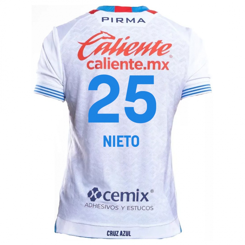 Kinderen Natsidieli Nieto #25 Wit Blauw Uitshirt Uittenue 2024/25 T-Shirt België