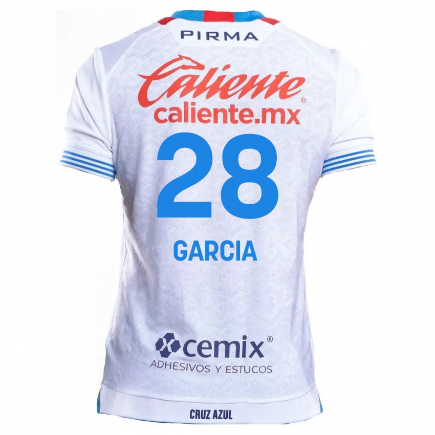 Enfant Maillot Ana Garcia #28 Blanc Bleu Tenues Extérieur 2024/25 T-Shirt Belgique