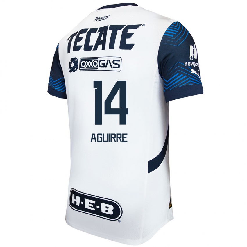 Kinderen Érick Aguirre #14 Wit Blauw Uitshirt Uittenue 2024/25 T-Shirt België