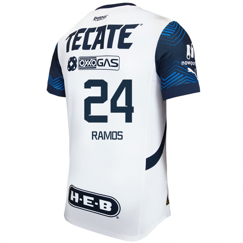 Kinderen César Ramos #24 Wit Blauw Uitshirt Uittenue 2024/25 T-Shirt België