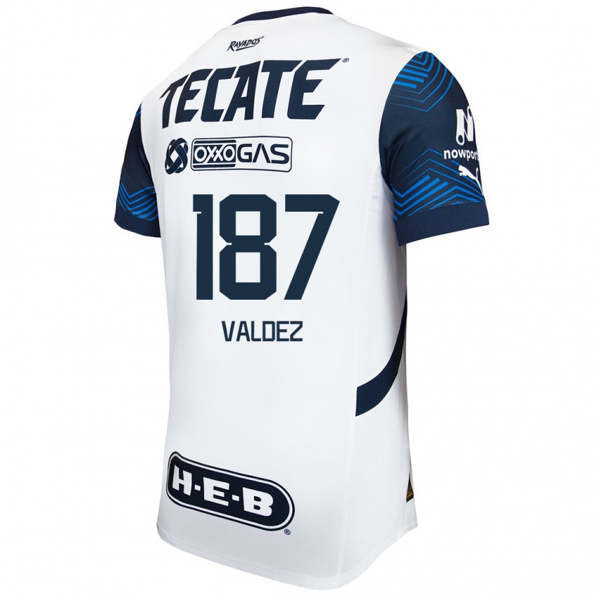 Kinderen Érick Valdez #187 Wit Blauw Uitshirt Uittenue 2024/25 T-Shirt België