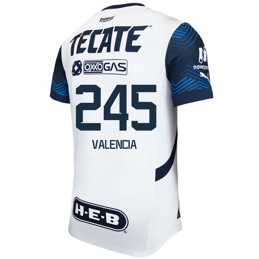 Kinderen Cristian Valencia #245 Wit Blauw Uitshirt Uittenue 2024/25 T-Shirt België