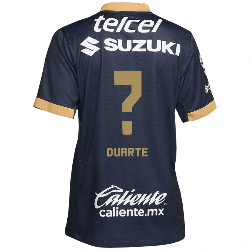 Enfant Maillot Rubén Duarte #0 Obsidienne Or Blanc Tenues Extérieur 2024/25 T-Shirt Belgique