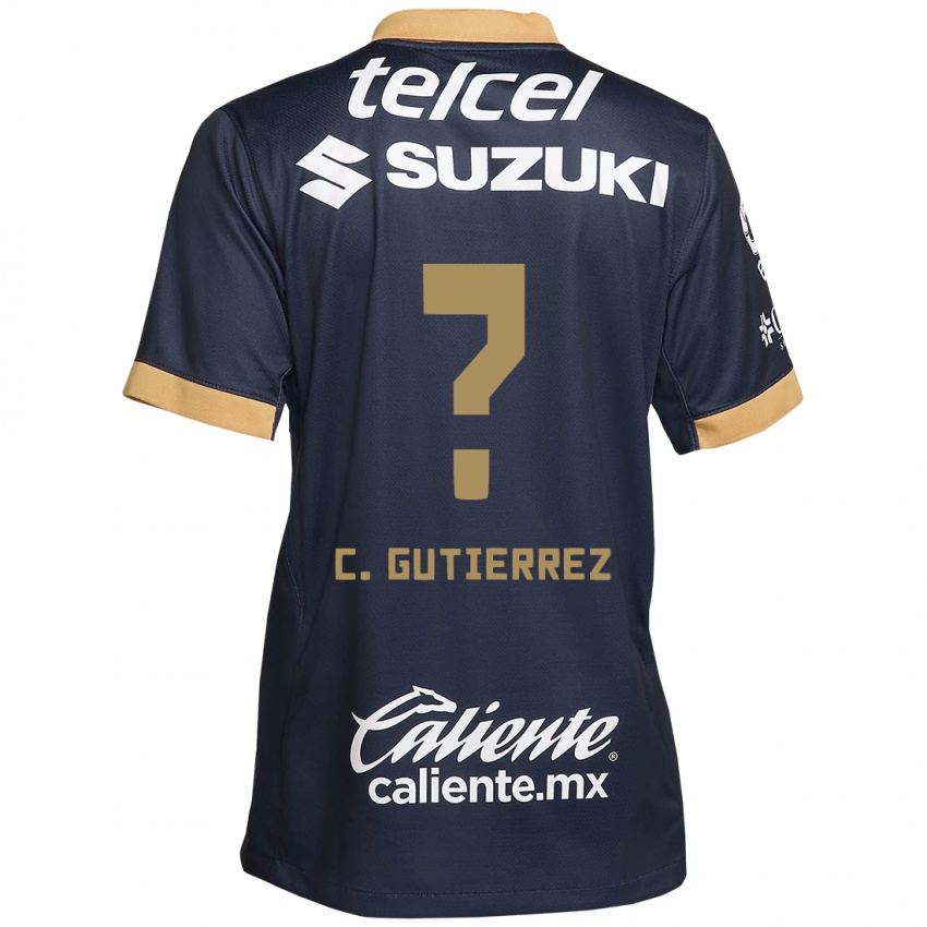 Enfant Maillot Carlos Gutiérrez #0 Obsidienne Or Blanc Tenues Extérieur 2024/25 T-Shirt Belgique