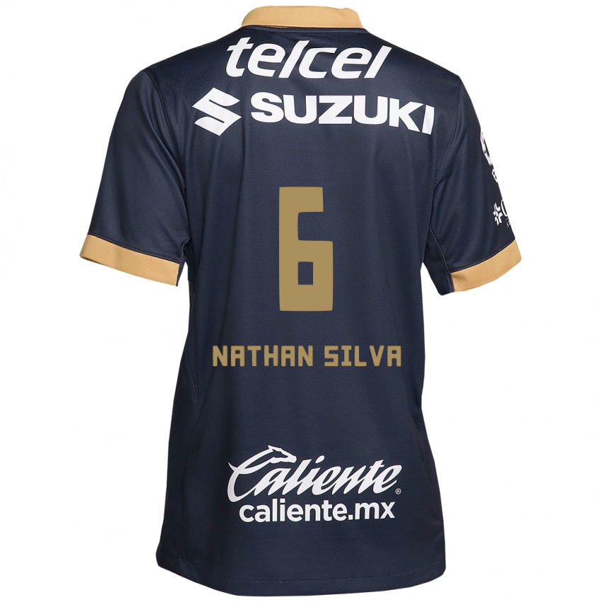 Kinderen Nathan Silva #6 Obsidiaan Goud Wit Uitshirt Uittenue 2024/25 T-Shirt België