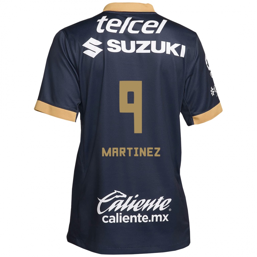 Enfant Maillot Guillermo Martínez #9 Obsidienne Or Blanc Tenues Extérieur 2024/25 T-Shirt Belgique