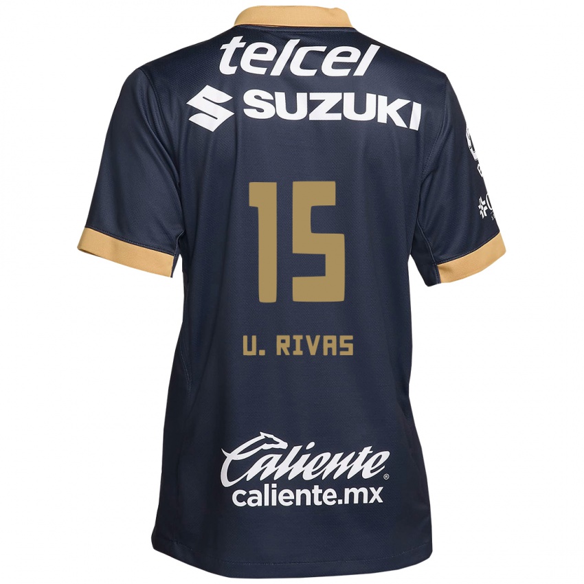 Enfant Maillot Ulises Rivas #15 Obsidienne Or Blanc Tenues Extérieur 2024/25 T-Shirt Belgique