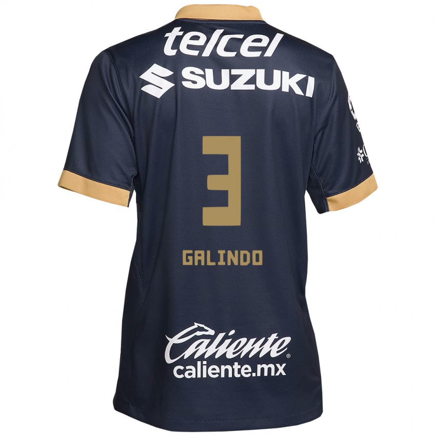 Enfant Maillot Ricardo Galindo #3 Obsidienne Or Blanc Tenues Extérieur 2024/25 T-Shirt Belgique