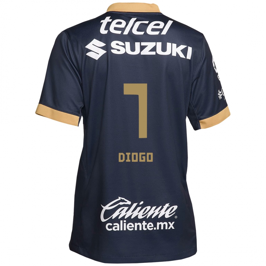 Kinderen Diogo #7 Obsidiaan Goud Wit Uitshirt Uittenue 2024/25 T-Shirt België