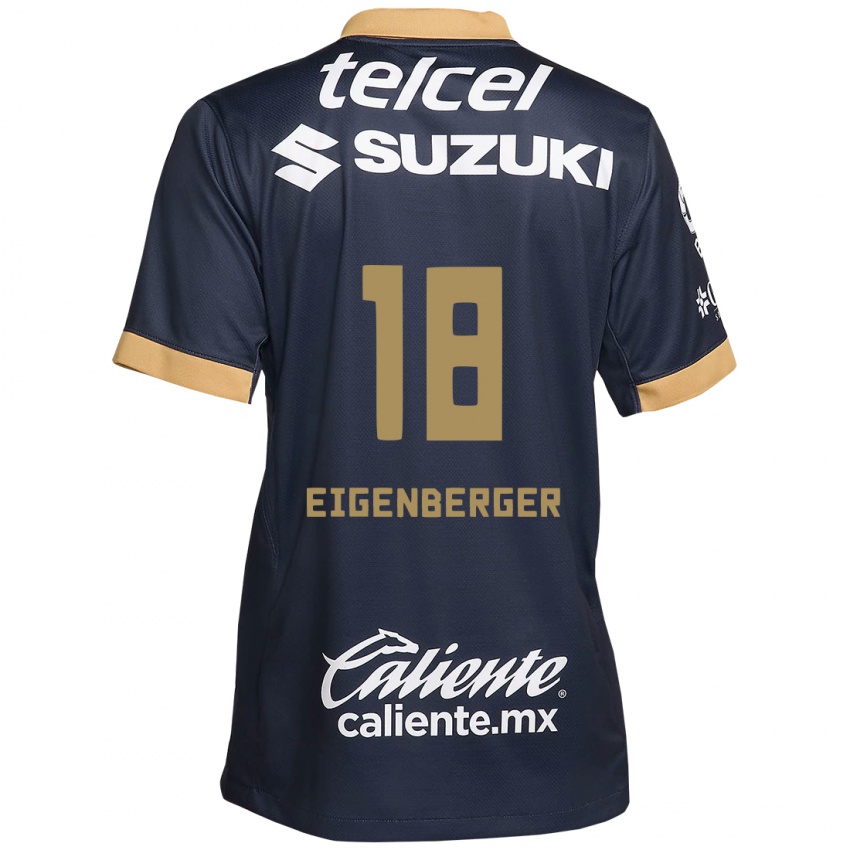 Enfant Maillot Chandra Eigenberger #18 Obsidienne Or Blanc Tenues Extérieur 2024/25 T-Shirt Belgique