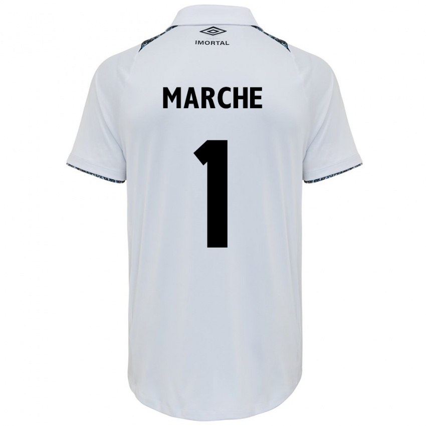 Enfant Maillot Agustin Marchesin #1 Blanc Bleu Tenues Extérieur 2024/25 T-Shirt Belgique