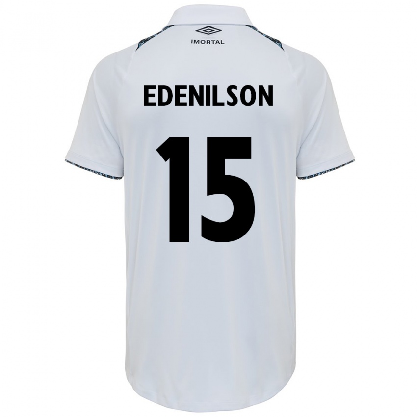 Enfant Maillot Edenilson #15 Blanc Bleu Tenues Extérieur 2024/25 T-Shirt Belgique