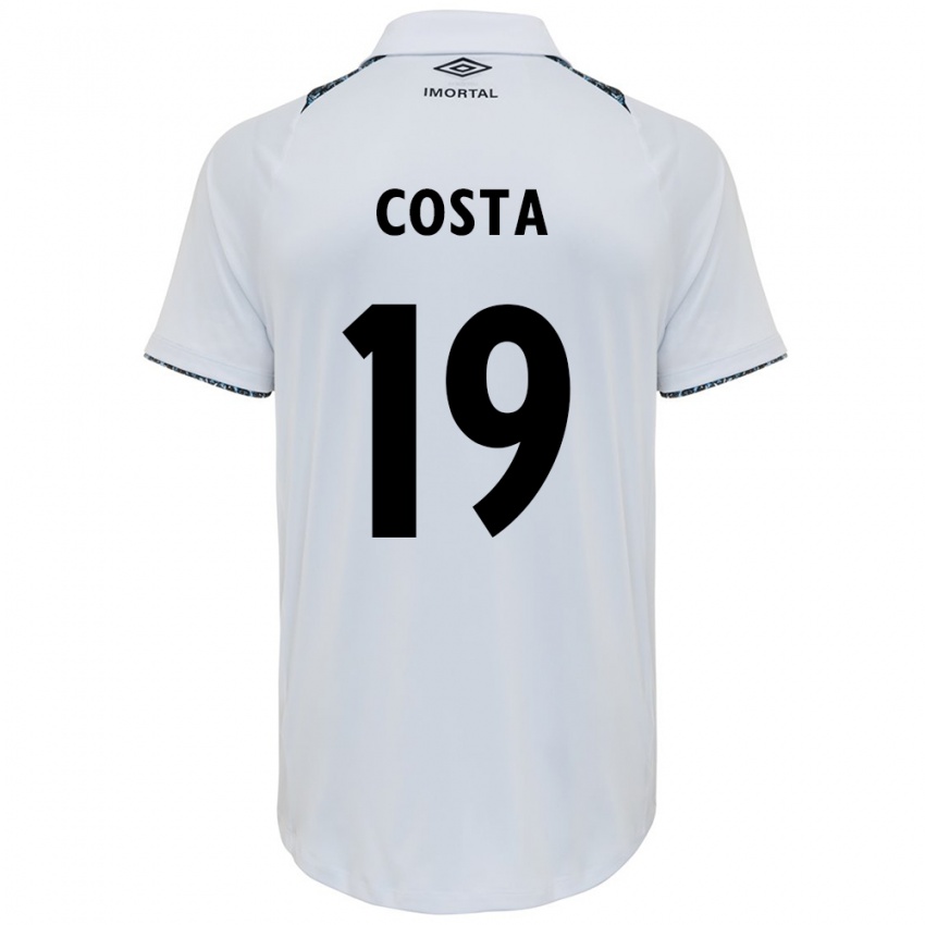 Enfant Maillot Diego Costa #19 Blanc Bleu Tenues Extérieur 2024/25 T-Shirt Belgique