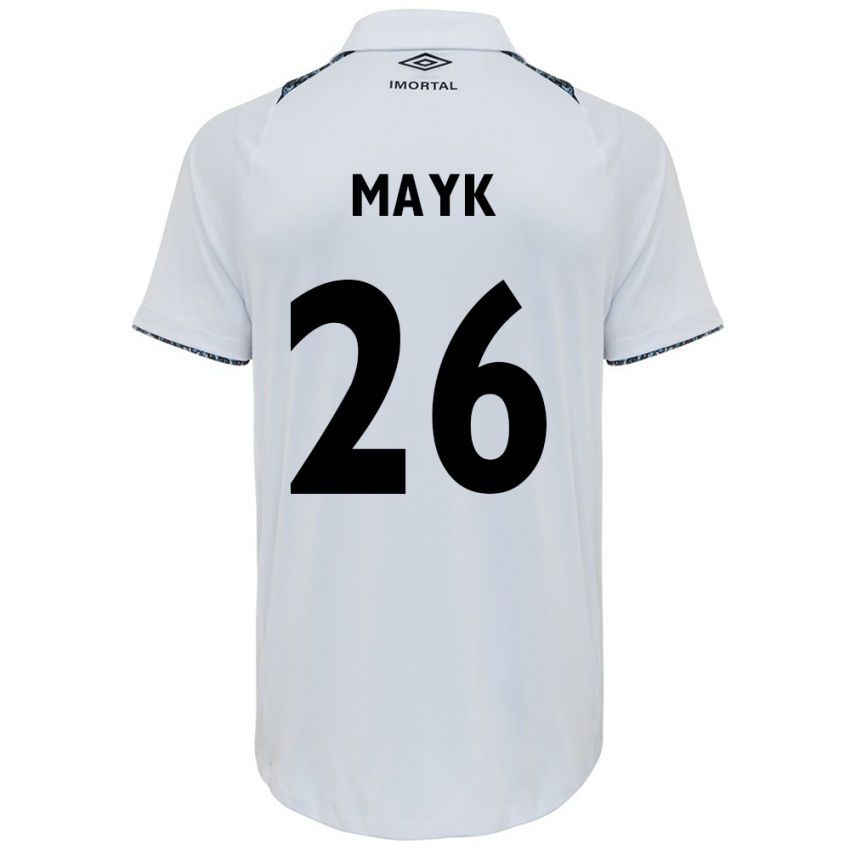 Enfant Maillot Mayk #26 Blanc Bleu Tenues Extérieur 2024/25 T-Shirt Belgique