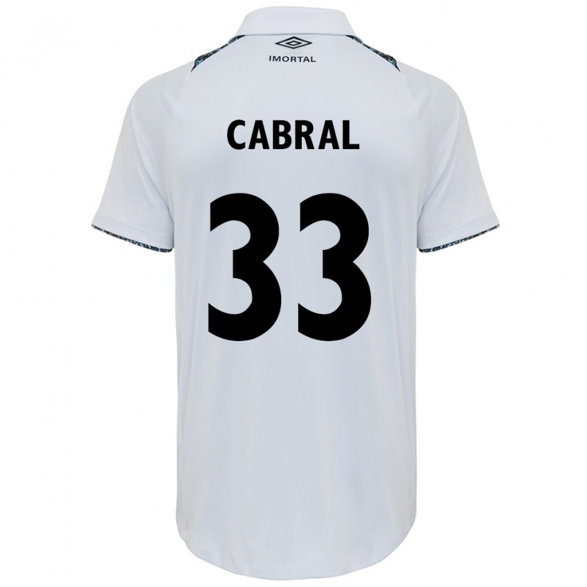 Enfant Maillot Rafael Cabral #33 Blanc Bleu Tenues Extérieur 2024/25 T-Shirt Belgique