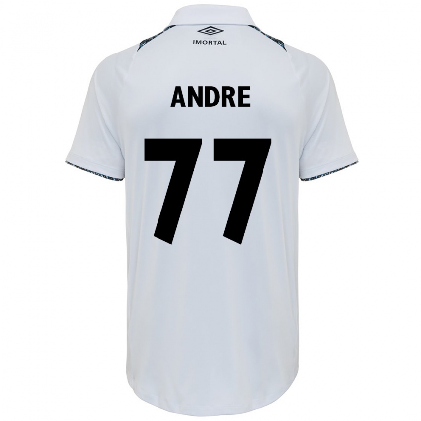 Enfant Maillot André #77 Blanc Bleu Tenues Extérieur 2024/25 T-Shirt Belgique