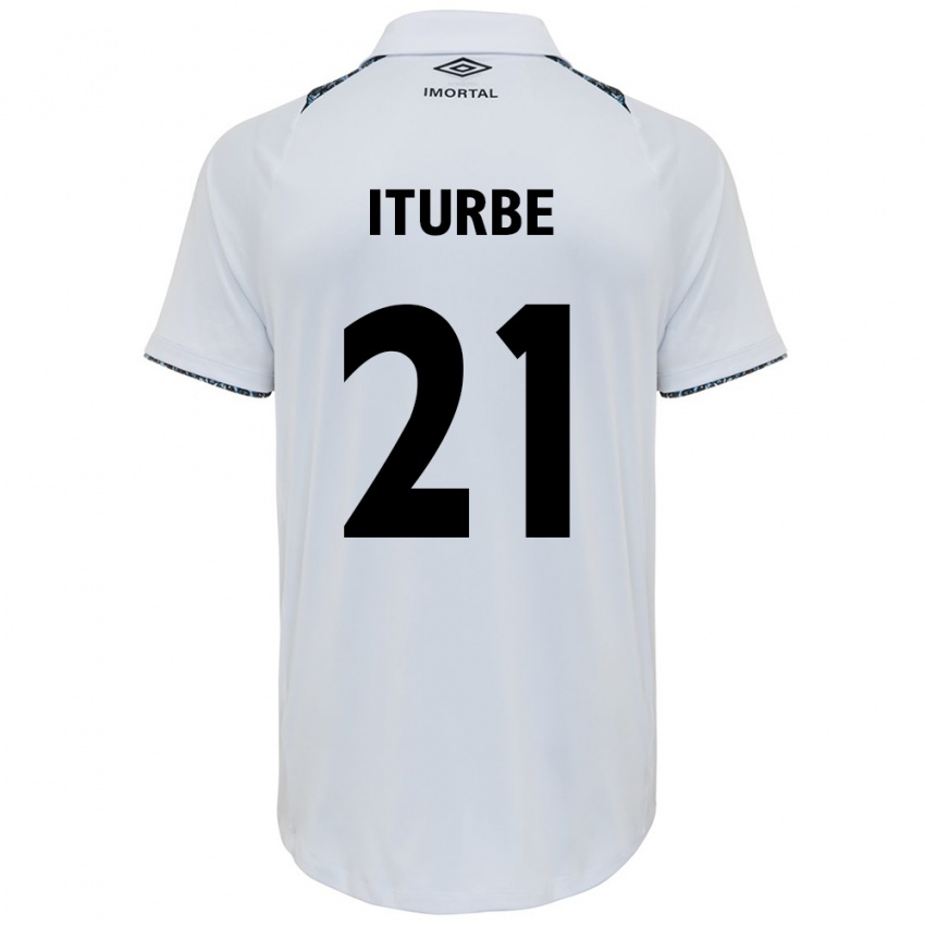 Enfant Maillot Juan Iturbe #21 Blanc Bleu Tenues Extérieur 2024/25 T-Shirt Belgique