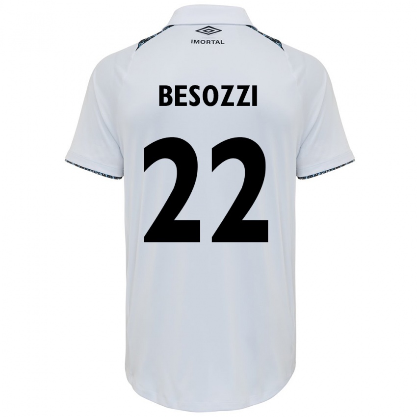 Enfant Maillot Lucas Besozzi #22 Blanc Bleu Tenues Extérieur 2024/25 T-Shirt Belgique