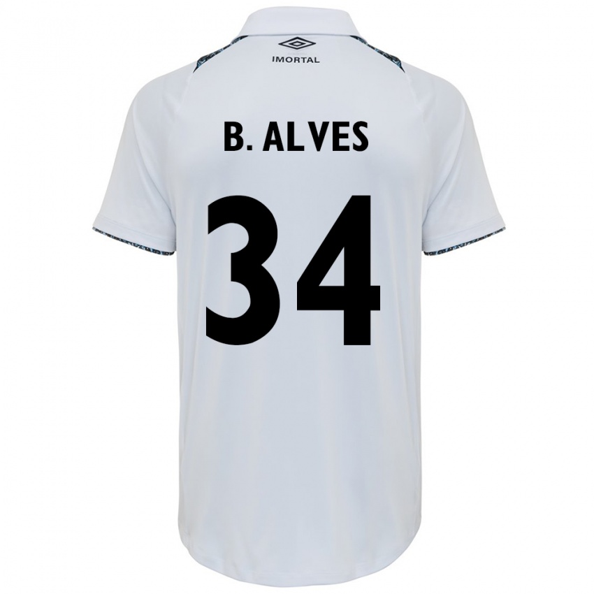 Enfant Maillot Bruno Alves #34 Blanc Bleu Tenues Extérieur 2024/25 T-Shirt Belgique