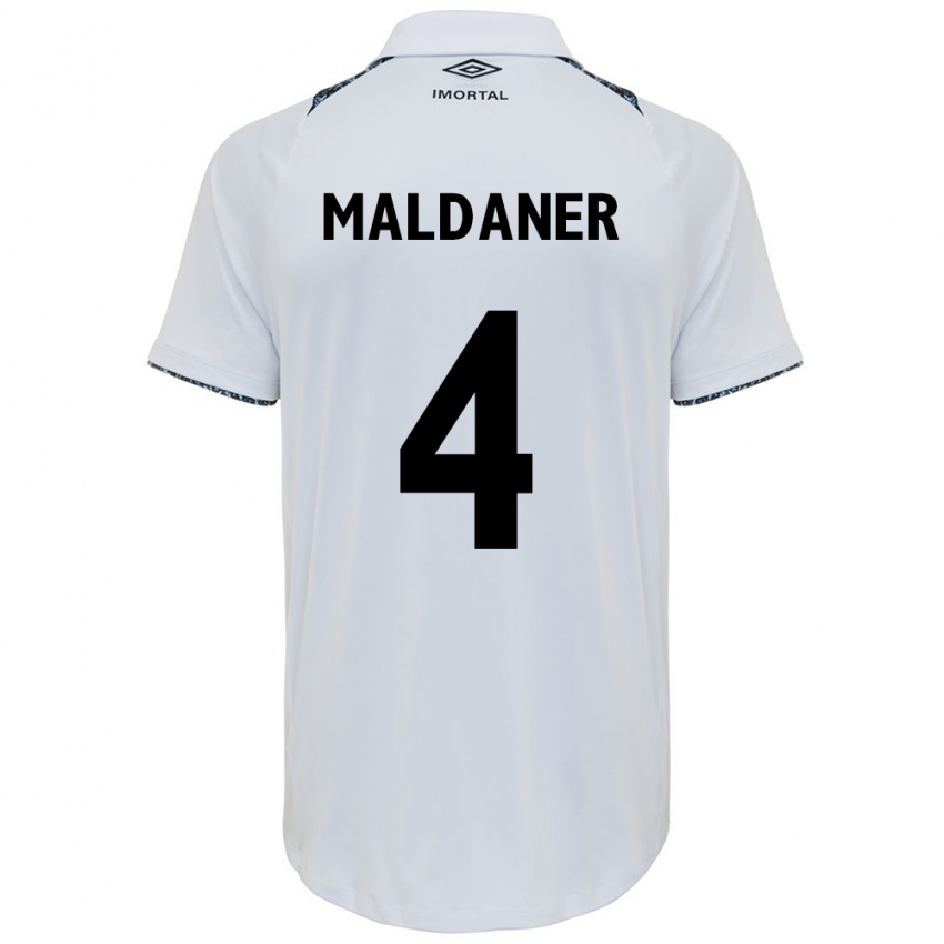 Enfant Maillot Pati Maldaner #4 Blanc Bleu Tenues Extérieur 2024/25 T-Shirt Belgique