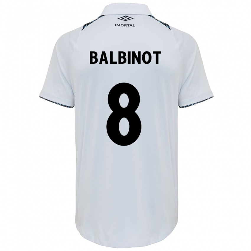 Enfant Maillot Manu Balbinot #8 Blanc Bleu Tenues Extérieur 2024/25 T-Shirt Belgique