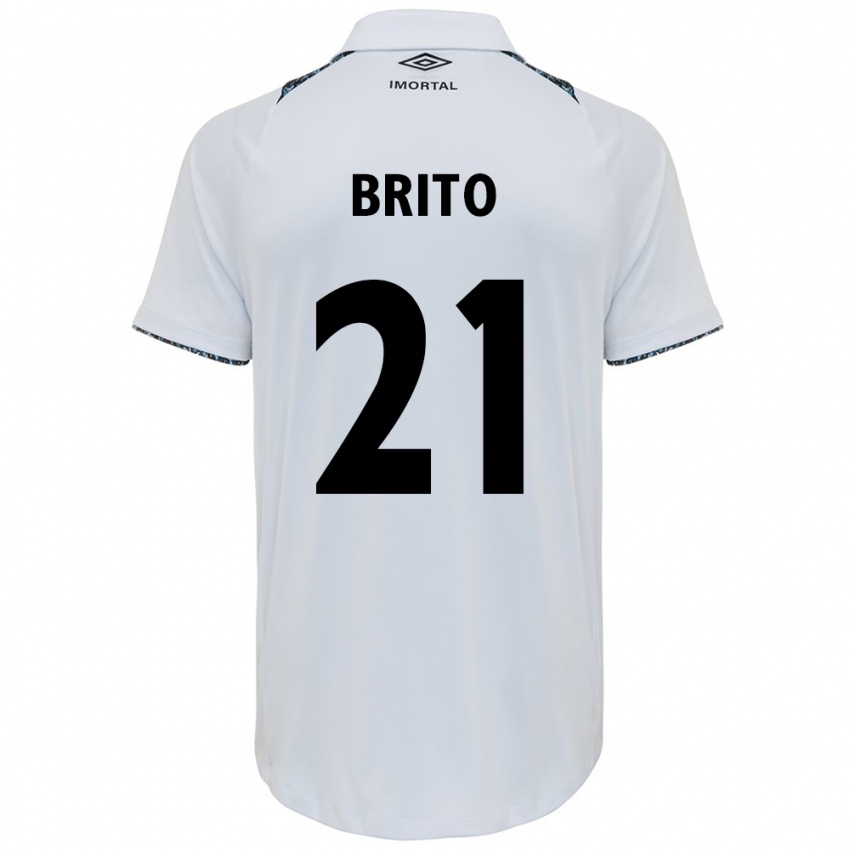 Enfant Maillot Brito #21 Blanc Bleu Tenues Extérieur 2024/25 T-Shirt Belgique