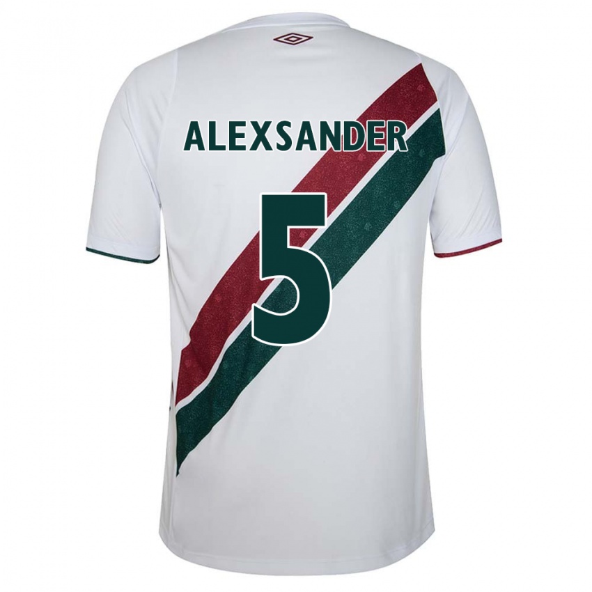 Enfant Maillot Alexsander #5 Blanc Vert Bordeaux Tenues Extérieur 2024/25 T-Shirt Belgique