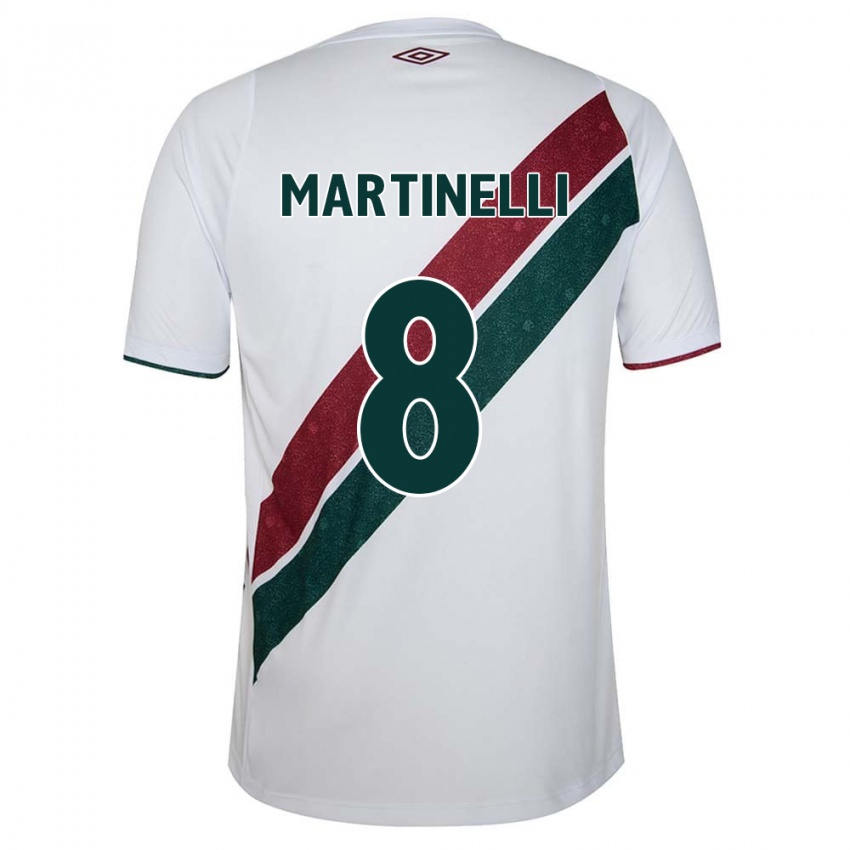 Enfant Maillot Martinelli #8 Blanc Vert Bordeaux Tenues Extérieur 2024/25 T-Shirt Belgique