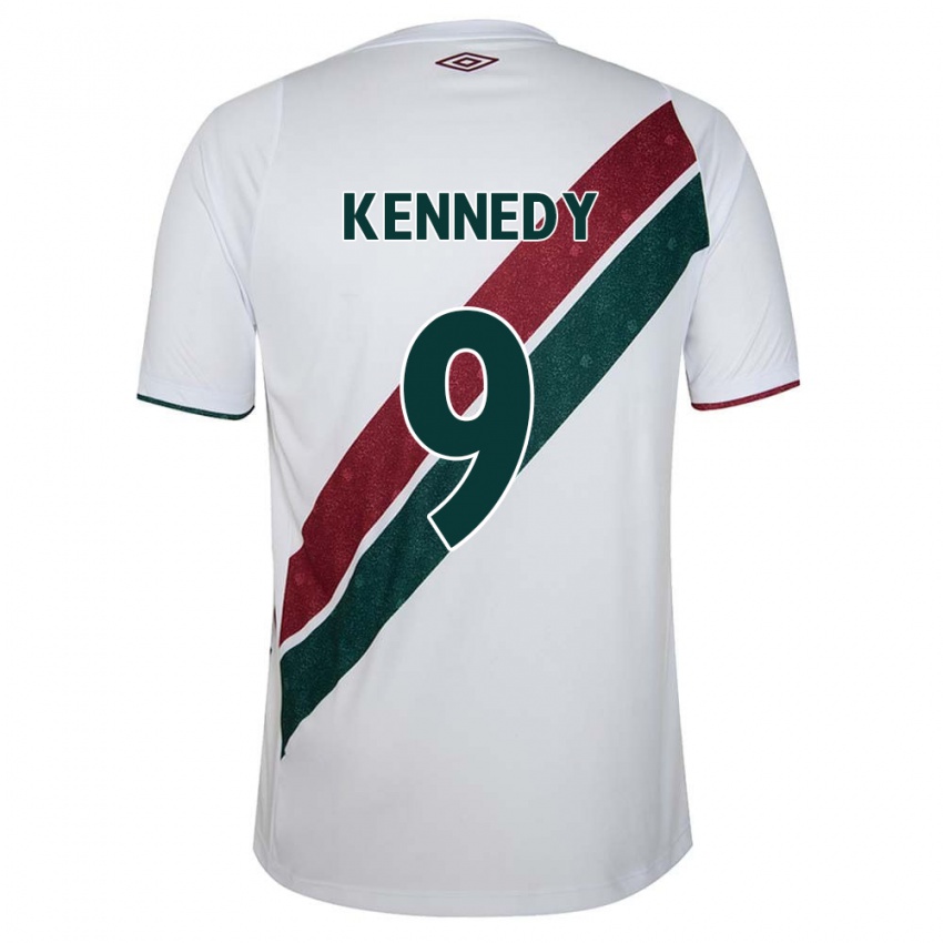 Enfant Maillot John Kennedy #9 Blanc Vert Bordeaux Tenues Extérieur 2024/25 T-Shirt Belgique