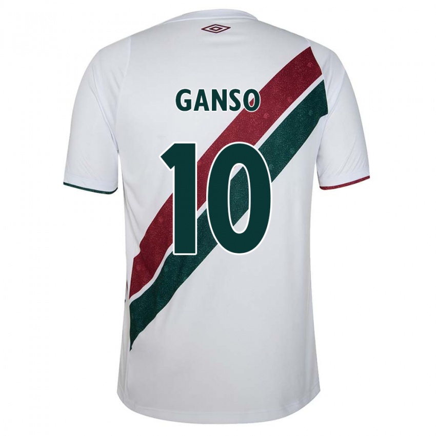 Enfant Maillot Ganso #10 Blanc Vert Bordeaux Tenues Extérieur 2024/25 T-Shirt Belgique