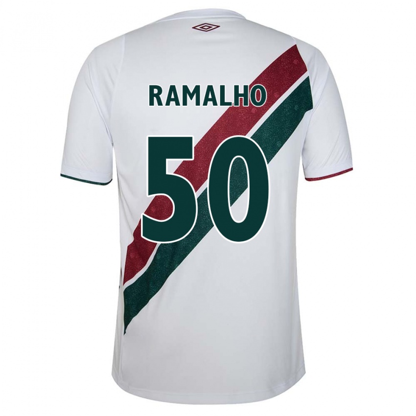 Enfant Maillot Gustavo Ramalho #50 Blanc Vert Bordeaux Tenues Extérieur 2024/25 T-Shirt Belgique