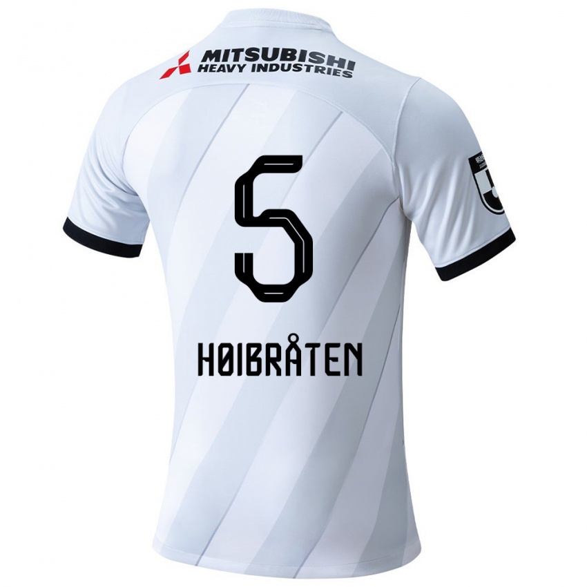 Kinderen Marius Høibråten #5 Wit Grijs Uitshirt Uittenue 2024/25 T-Shirt België