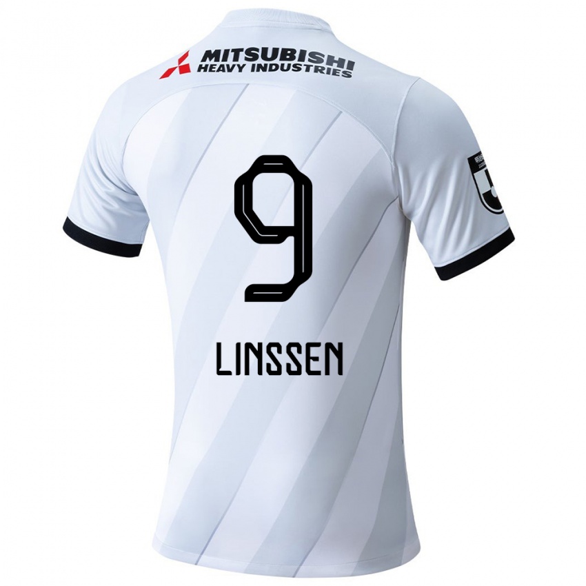 Kinderen Bryan Linssen #9 Wit Grijs Uitshirt Uittenue 2024/25 T-Shirt België