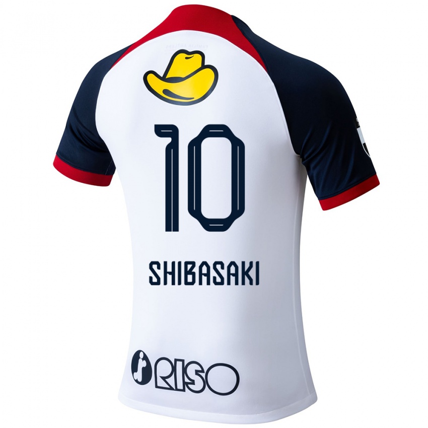 Kinderen Gaku Shibasaki #10 Wit Blauw Rood Uitshirt Uittenue 2024/25 T-Shirt België