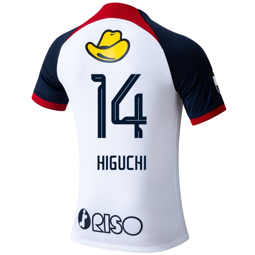 Kinderen Yuta Higuchi #14 Wit Blauw Rood Uitshirt Uittenue 2024/25 T-Shirt België