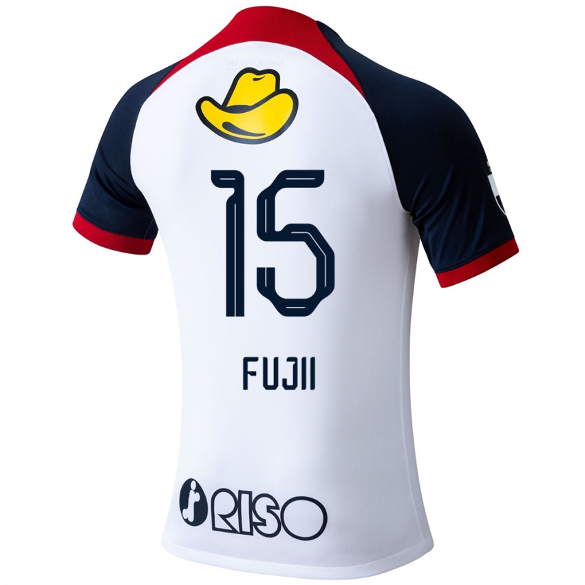 Kinderen Tomoya Fujii #15 Wit Blauw Rood Uitshirt Uittenue 2024/25 T-Shirt België