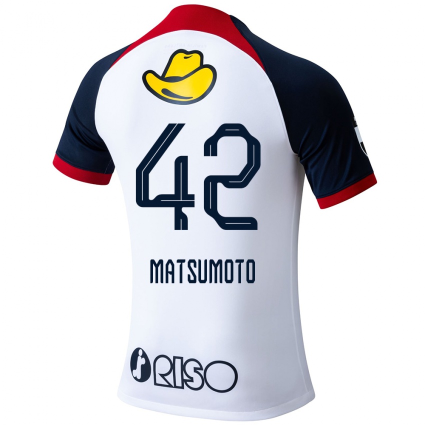 Kinderen Haruto Matsumoto #42 Wit Blauw Rood Uitshirt Uittenue 2024/25 T-Shirt België