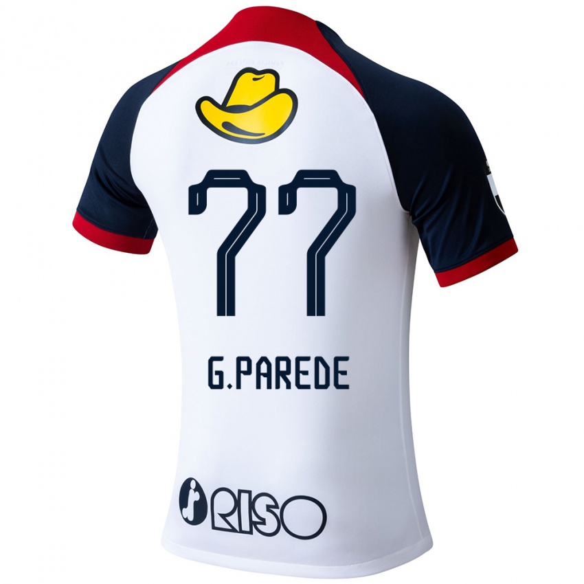 Kinderen Guilherme Parede #77 Wit Blauw Rood Uitshirt Uittenue 2024/25 T-Shirt België