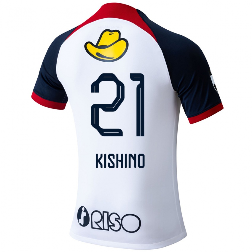 Kinderen Eita Kishino #21 Wit Blauw Rood Uitshirt Uittenue 2024/25 T-Shirt België