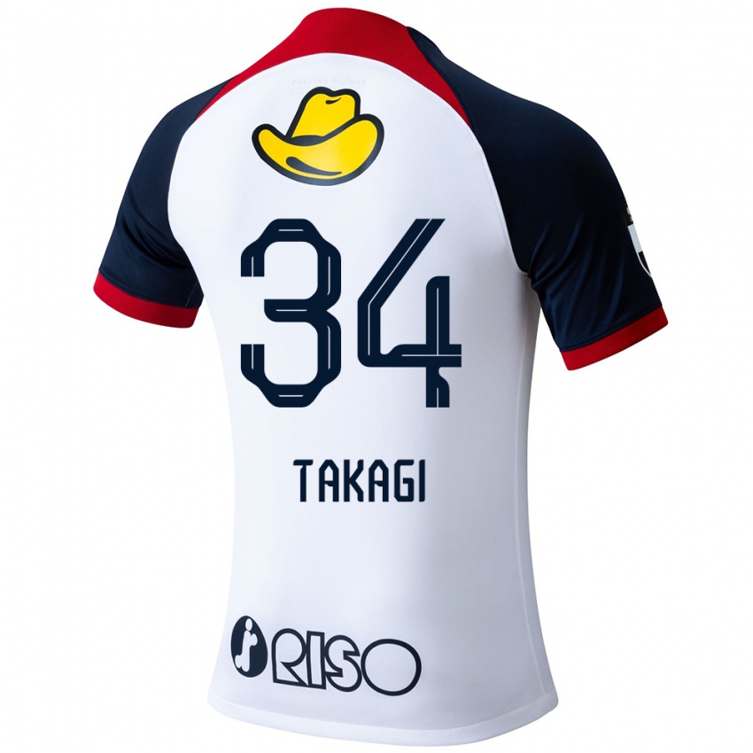 Kinderen Haruto Takagi #34 Wit Blauw Rood Uitshirt Uittenue 2024/25 T-Shirt België