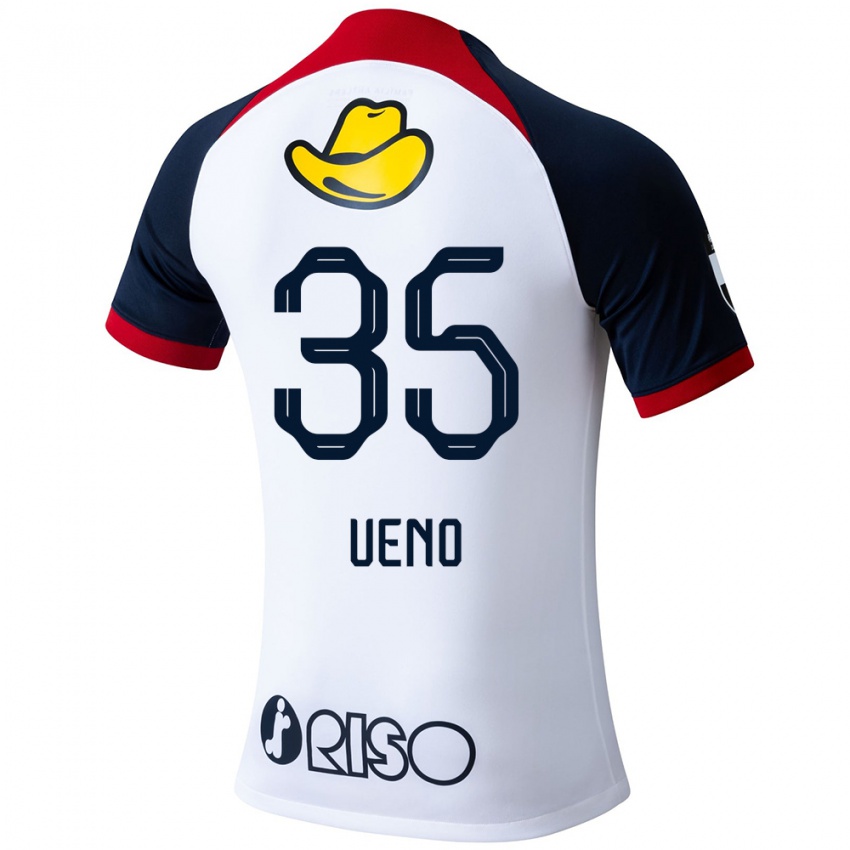 Kinderen Eita Ueno #35 Wit Blauw Rood Uitshirt Uittenue 2024/25 T-Shirt België