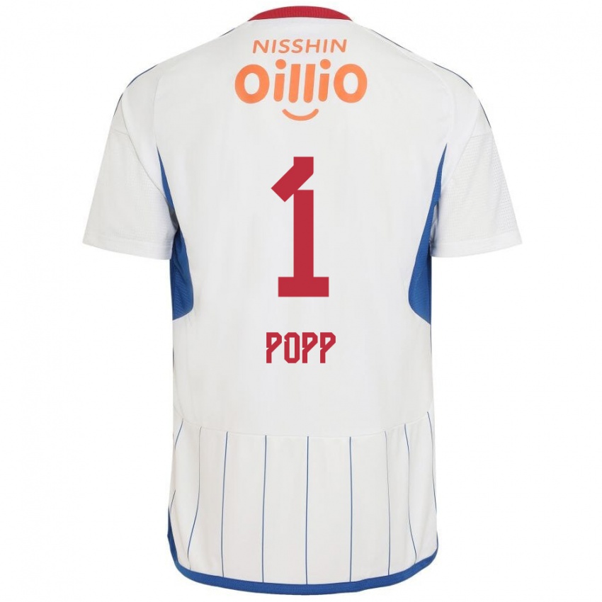 Enfant Maillot William Popp #1 Blanc Bleu Rouge Tenues Extérieur 2024/25 T-Shirt Belgique