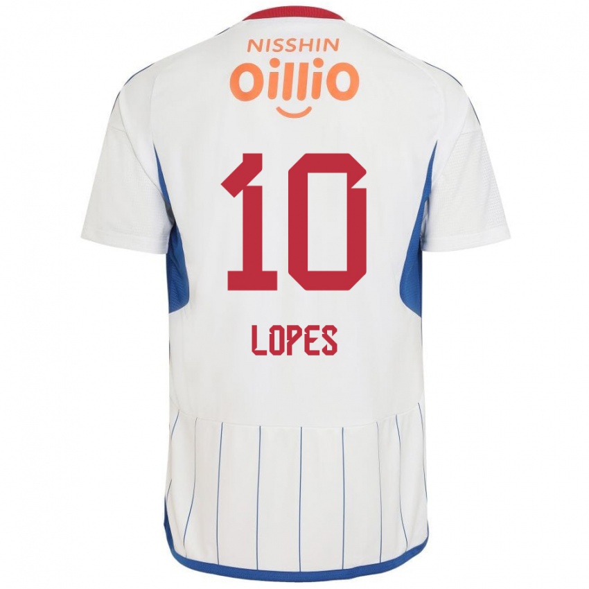 Enfant Maillot Anderson Lopes #10 Blanc Bleu Rouge Tenues Extérieur 2024/25 T-Shirt Belgique