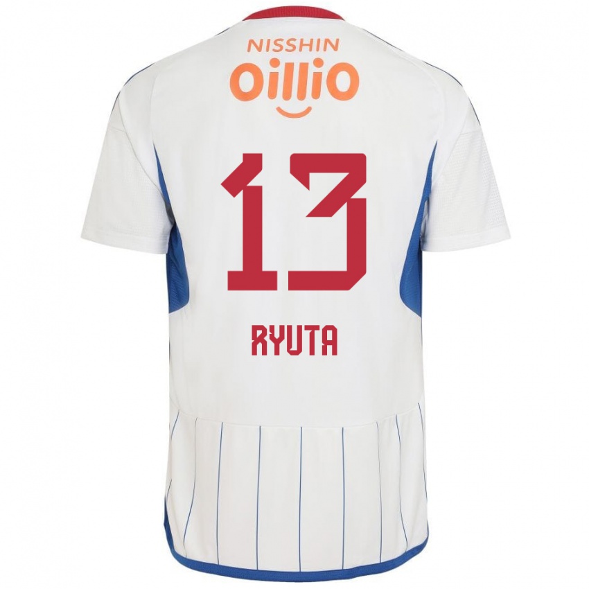 Enfant Maillot Ryuta Koike #13 Blanc Bleu Rouge Tenues Extérieur 2024/25 T-Shirt Belgique